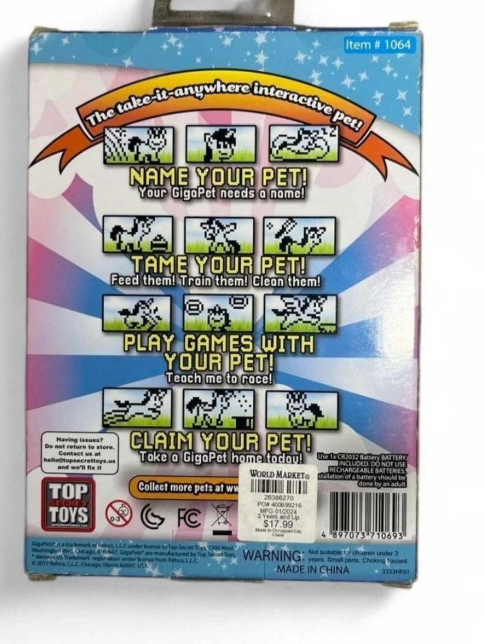 Tiger GIGA pet Virtual Unicorn Keychain Toy - Teal NEW in BOX